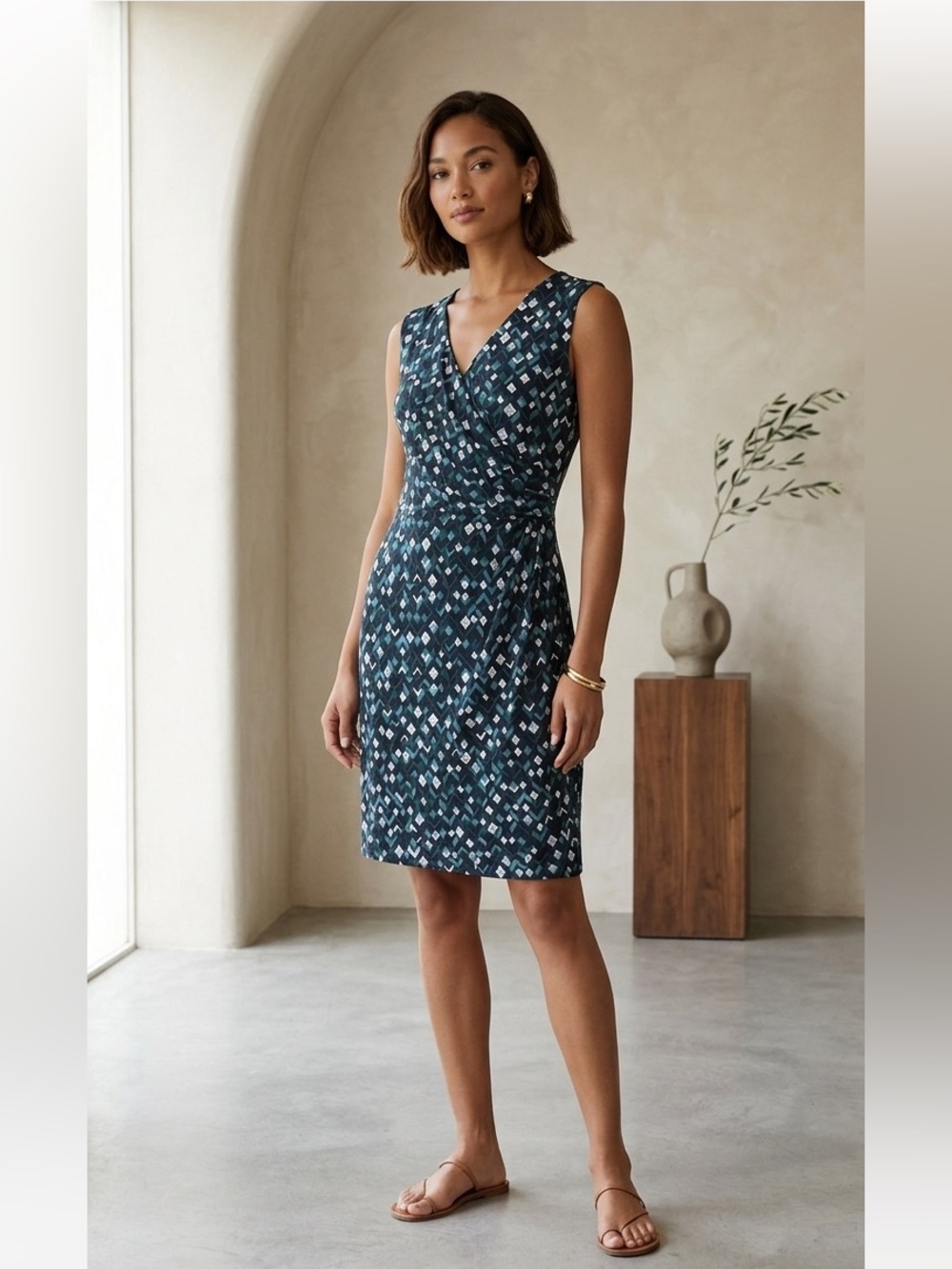 🇨🇦 Joe Fresh Geometric Patterned Black Sleeveless Dress, women's size M